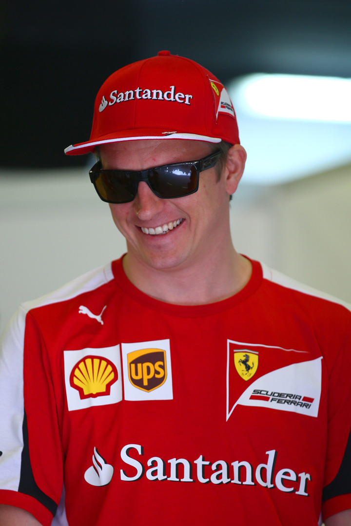 MONTMELO, SPAIN - MAY 10: Kimi Raikkonen of Finland and Ferrari smiles during the drivers' parade before the Spanish Formula One Grand Prix at Circuit de Catalunya on May 10, 2015 in Montmelo, Spain.  (Photo by Mark Thompson/Getty Images)